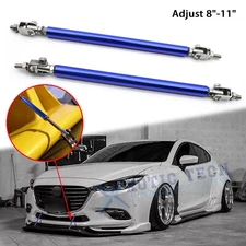 For Mazda 3 Adjustable 8"-11" Blue Front Bumper Diffuser Sport Splitter Bars Tie