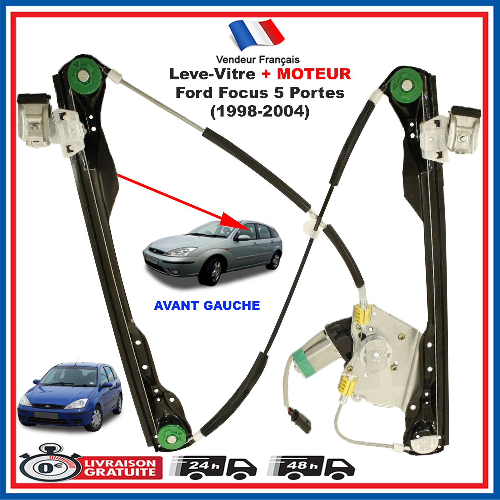 Lève-vitre gauche avec moteur électrique pour restaurer Focus 5 portes