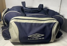 Vintage Umbro Duffle Bag Holdall Navy Blue / Grey 25” Retro Gym Cricket Tennis