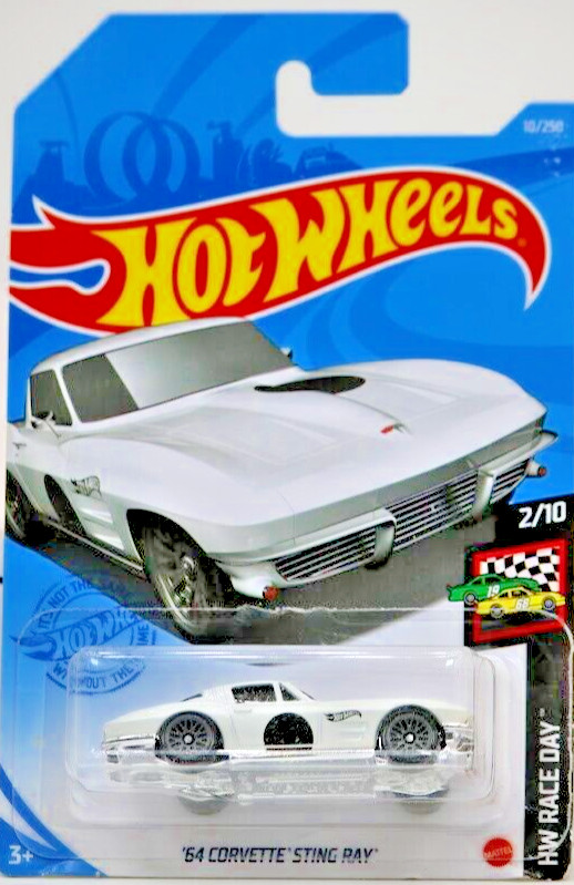 Hot Wheels 2021 HW Race Day 2/10 White ’64 Corvette Sting Ray 1:64 Carded 🏁 196