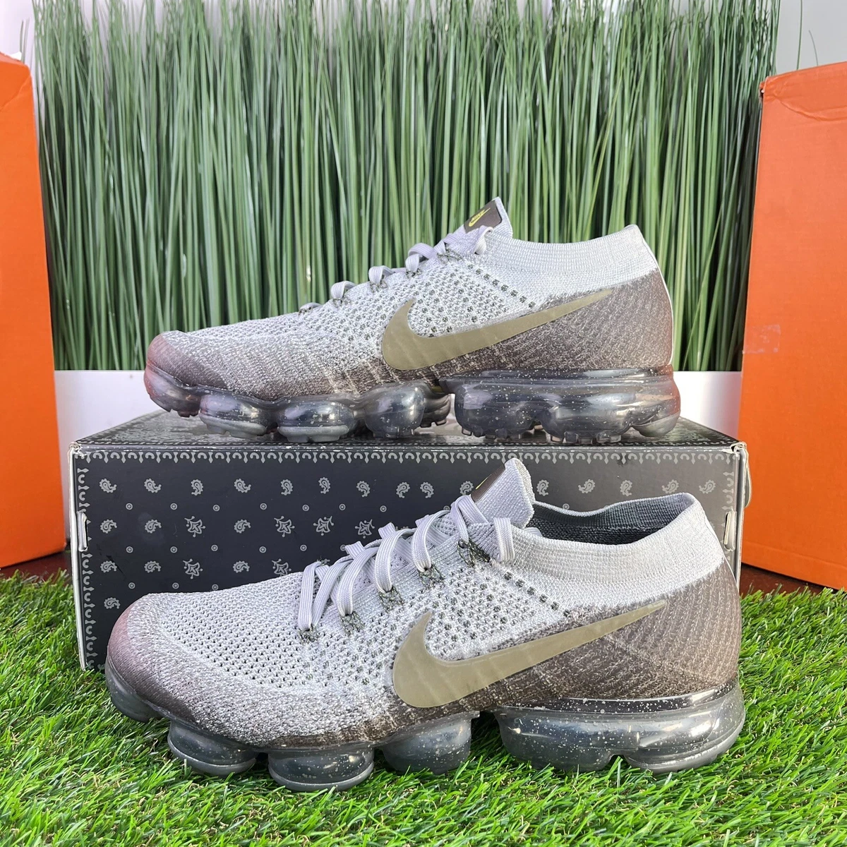 NikeLab Air VaporMax Flyknit Gray Olive Men s 10 899473 009