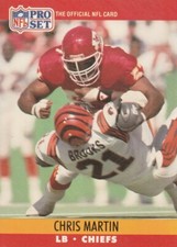 FREE SHIPPING-MINT-1990 Pro Set Chris Martin #531  CHIEFS PLUS BONUS CARDS