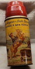 Double R Bar Ranch Metal Thermos Roy Rogers Dale Evans Horse and Cow Graphics