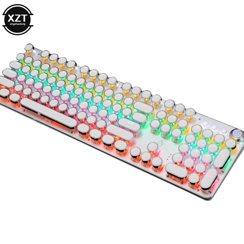 Gaming Mechanical Keyboard Retro Punk USB Wired LED 23 Mode RGB Backlit Switch 1-image