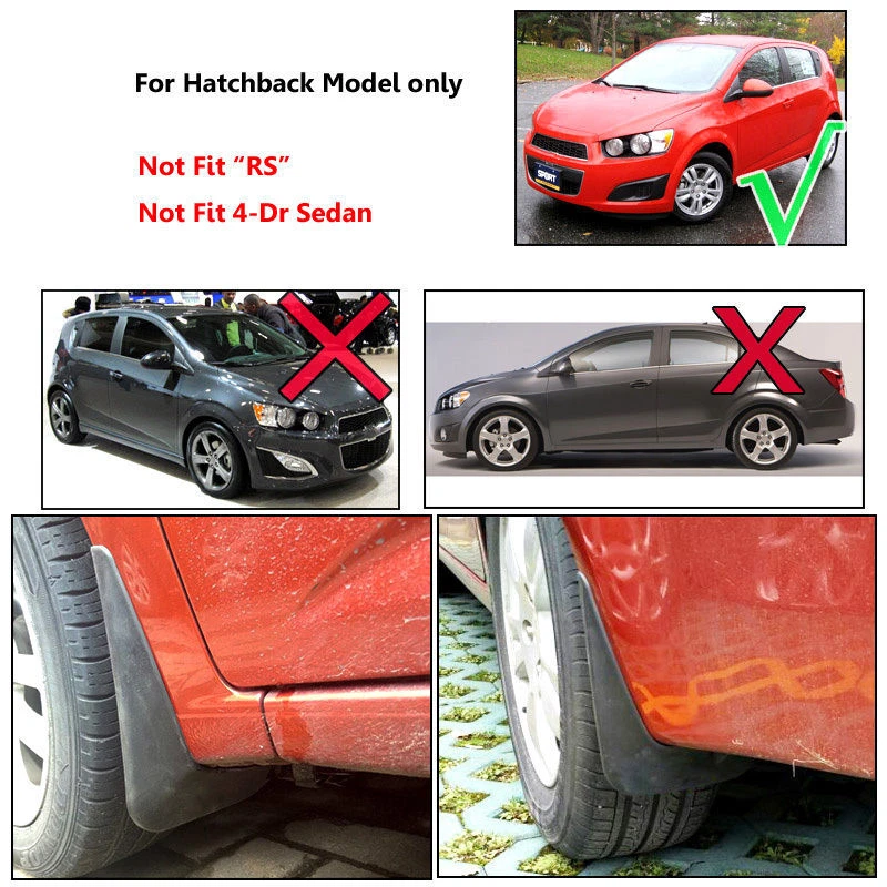Juego genuino protectores contra salpicaduras guardabarros Chevrolet Sonic/Aveo Hatchback 2012-2016 Foto 3 de 4