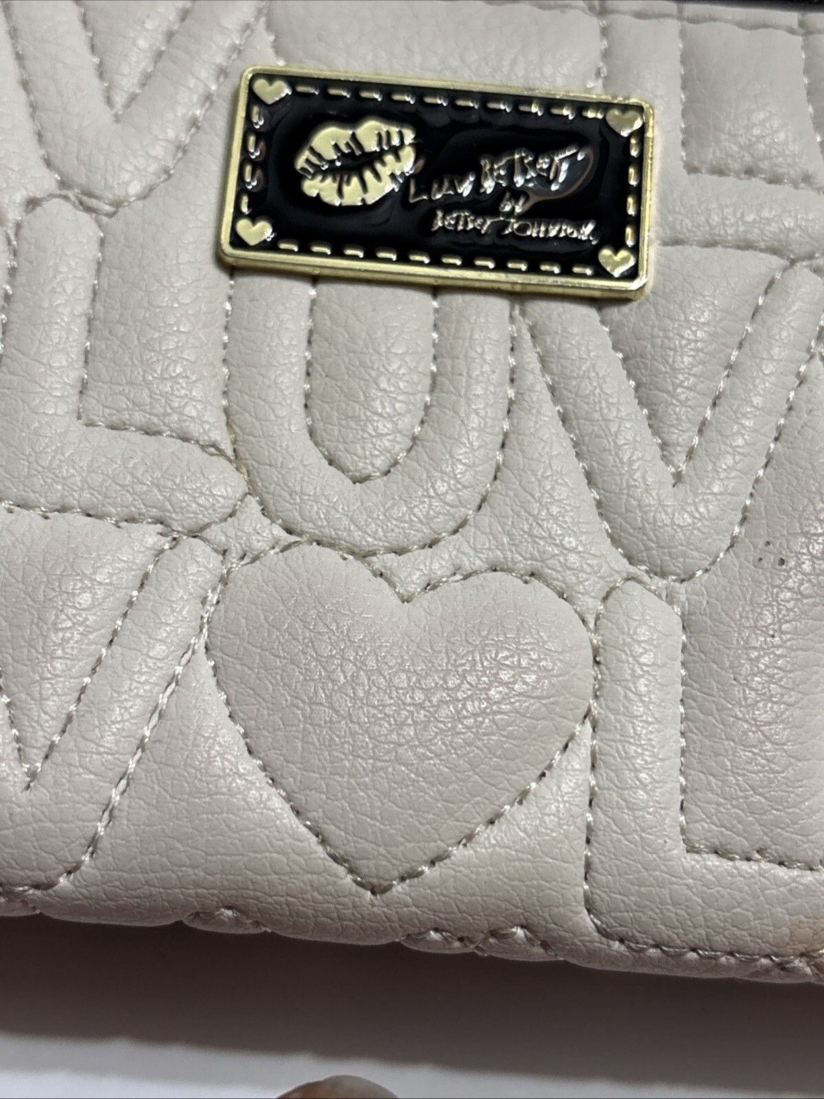 Betsey Johnson Cheetah Leopard Print White Zip Around Wallet Luv Betsy RARE Lips image 6