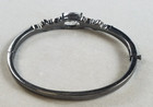 Vtg Designer Givenchy Dark Gunmetal tone Clear Ice Hinged Bangle Bracelet (A33) — photo 5