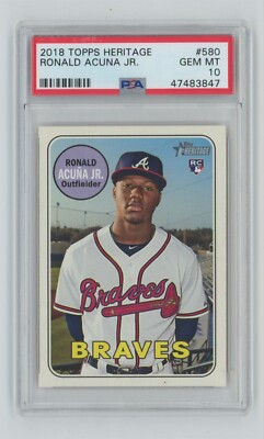 2018 Topps Heritage Baseball Rookie Ronald Acuna Jr. #580 2018 Topps Heritage Baseball Rookie Ronald Acuna Jr. #580