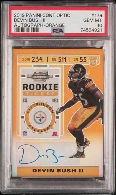Devin Bush Jr. Panini Contenders Optic #179 Autograph-Orange