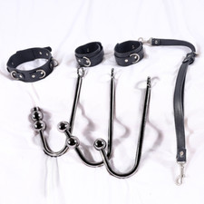 BDSM Bondage Kit Neck Collar Handcuffs Anal Hook Metal Anal Plug Slave Sex Toys