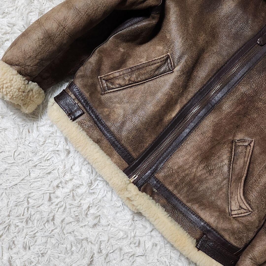 Schott Type B-3 Flight Mouton Leather Jacket Size 44 Made in USA