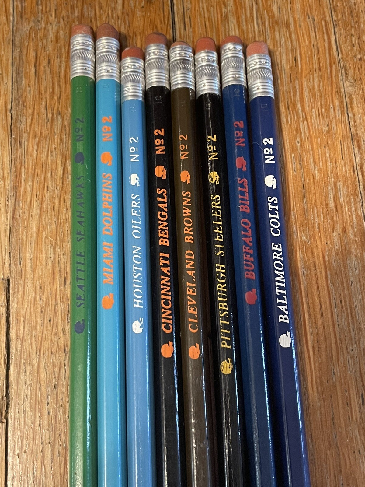 Vintage LOT 1970's No. 2 NFL Team Pencils Dolphins Browns Colts