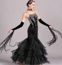 Women Ballroom Dance Competition Dresses Backless Standard Waltz Dancing Costume