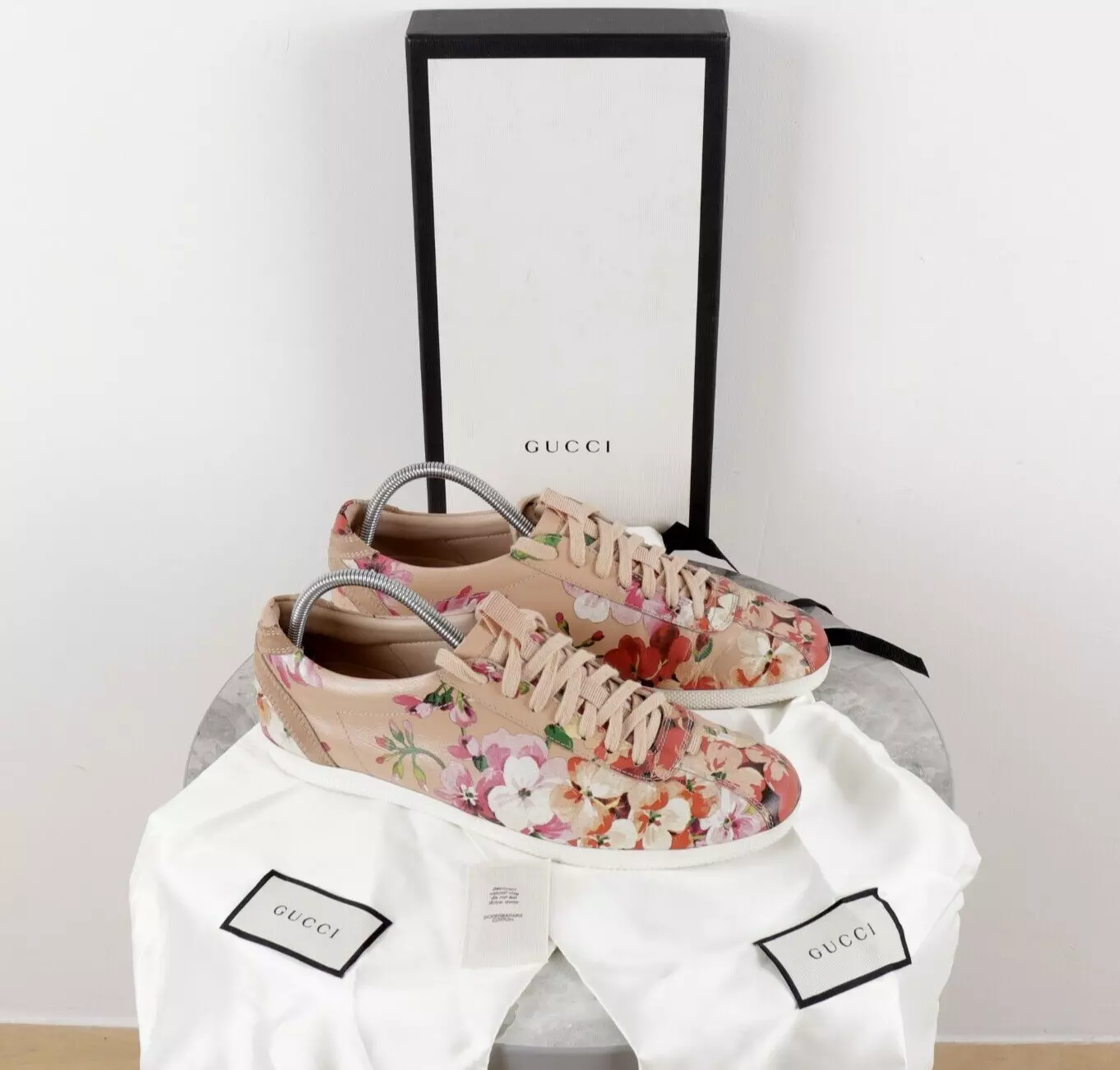 Baskets florales femme GUCCI cuir beige taille 40,5