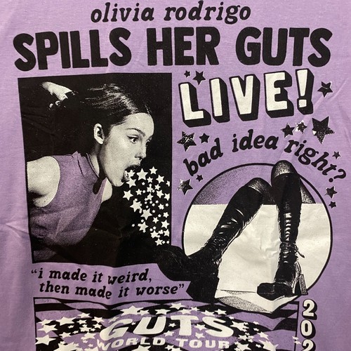 Olivia Rodrigo Spills Her Guts Live Purple T-Shirt Medium - Picture 2 of 4