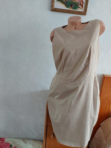 Women Hugo Boss Dress Beige Cotton 42 / XL / 50