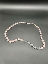 Vintage Rose Quartz Color Beaded Necklace Women's Costume Jewelry