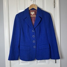 VTG Ann Taylor Blue Wool Nylon 4-Button Blazer Academia Preppy 10 Office