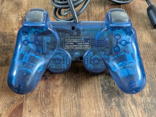 Lot of 2 Sony PS2 Wired Controller OEM DualShock PlayStation 2 Clear Blue - Picture 5 of 6