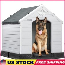 Elevated Outdoor Dog House Ventilated Durable Weatherproof Pet Kennel Easy Setup