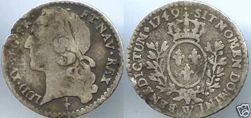 LOUIS XV (1715-1774) 1/20 D'ECU AU BANDEAU 1749 W Lille