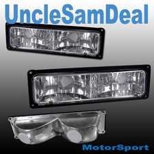 For Chevy Ck Tahoe Suburban Clear Corner W Black Frame Lights Direct Fit Pair