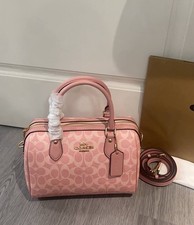 COACH Roan Satchel Bag Signature Canvas Powder Pink CV961 Outlet NEW