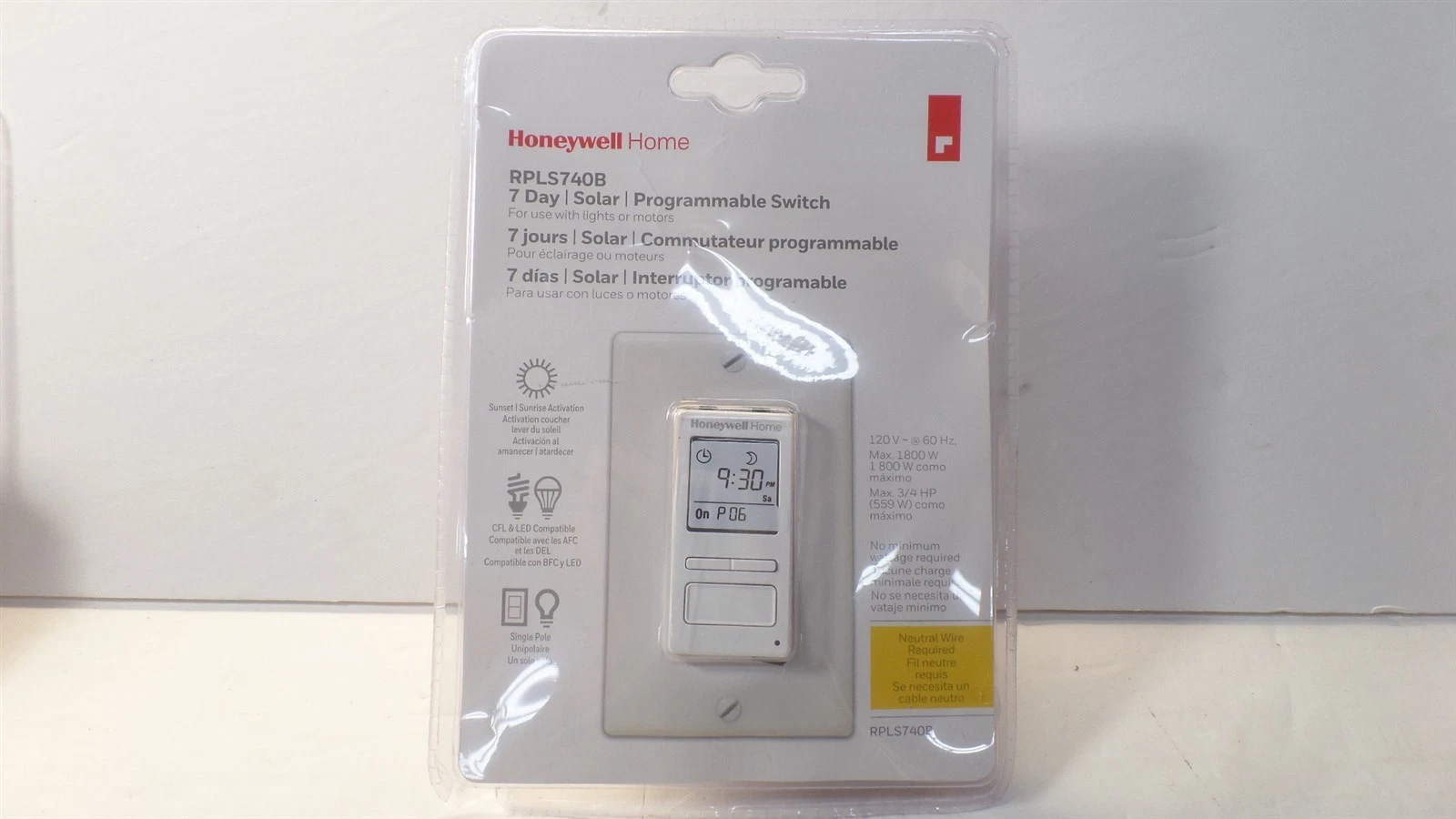 HONEYWELL HOME RPLS740B1008/U 120V 7-DAY PROGRAMMABLE IN/OUTDOOR SWITCH TIMER
Opens in a new window 