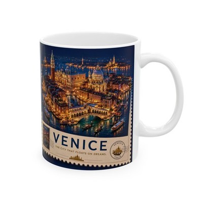 Venice Nightscape Postage Stamp Mug | Ceramic Mug