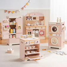 Kids Wooden Corner Kitchen Playset Pretend Cooking Toy