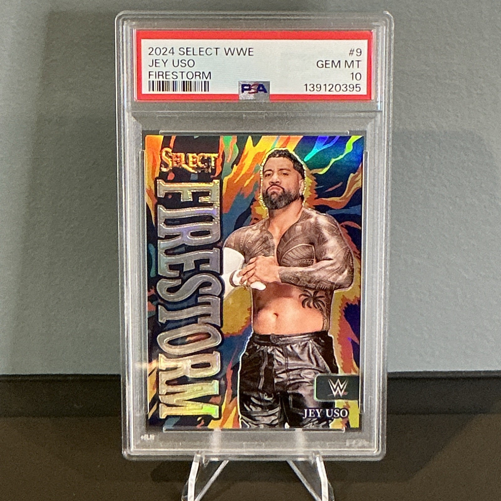 2024 Jey Uso WWE Panini Select Firestorm SSP PSA 10
