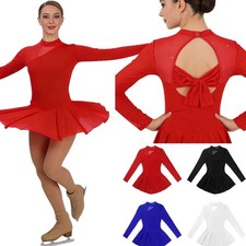 Women Lyrical Mock Neck Gymnastics Ballet Dance Figure Ice Skating Leotard Dress