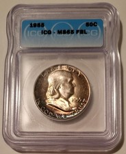 1955 Franklin Half Dollar MS65 FBL ICG Toned