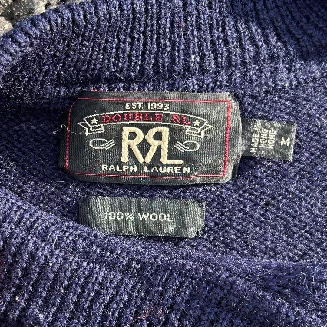 【希少】RRL military wool knit navy stencil RRL RALPH LAUREN Military Wool Knit Navy Stencil Sweater Men's