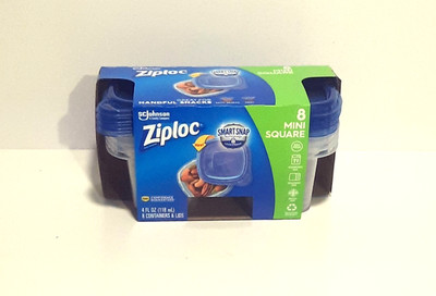 Ziploc 8 Pack 4oz Mini Square Extra Small Storage Containers Smart Snap