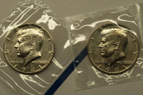 1981 P & D Uncirculated Kennedy Half Dollars in Mint Cello, Free Shipping