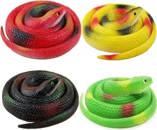 Rubber Snakes to Keep Birds Away 4 PCS Realistic Fake Snake 29 inch Forest Snake