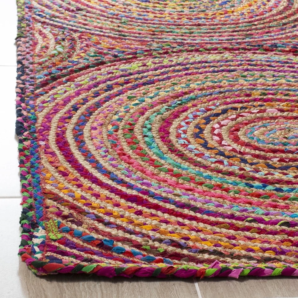 Rug 100% Natural Cotton Jute Carpet Braided Reversible Living Modern Area Rug - Image 3 of 4