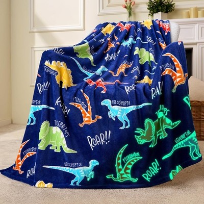 Joiedomi Decke Kuscheldecke Leuchtet im Dunkeln   Dinosaurier-Geschenk für