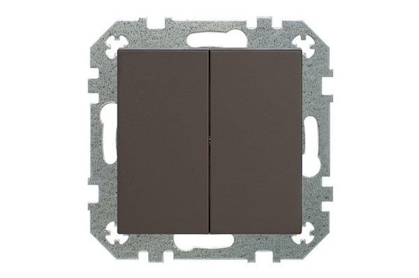 Liregus Retro Wechselschalter 2-Fach 10A 230V Unterputz Braun Matt Ohne Rahmen-image