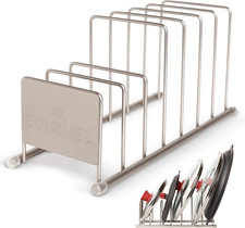 Lid and Dish Organizer Rack - Satin Nickel Silver Kitchen Storage Organization S