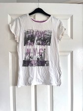 YD 100% Cotton ‘I LOVE YOU TO NYC AND BACK’ Shimmer T-Shirt Top White 12-13 Year