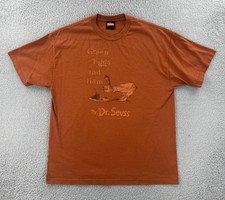 Maglietta vintage Dr Seuss uomo XL arancione verde uova e prosciutto Y2K stampa grafica maglietta