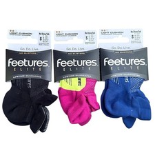 NEW Lot 3 Feetures Elite Light Cushion No Show Tab Running Socks Small W 4  6.5