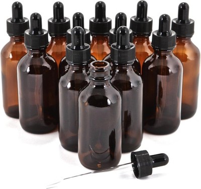 Tincture Bottles with Dropper 12 Pack 2 Oz Amber Glass Dropper Bottle