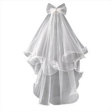 2 Tier Curly Edge Wedding Veil for Kids with Comb Easy to Wear Up or Take Off