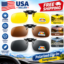 4 Color Grey Lenses Polarized Sunglasses Clip on Flip up UV 380 Driving Fishing
