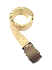 Men's,  Light Yellow Cotton Web Belt, 1.25" X 54", Made in the USA