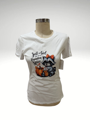 Pumpkin Spice Shirt Women s Bella Canvas 6400 White Raccoon Fall Graphic