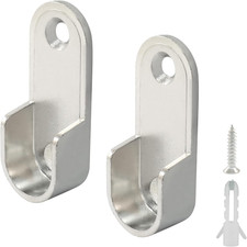 2 Pack Oval Closet Rod End Supports Flanges Heavy Duty Zinc Alloy Brackets